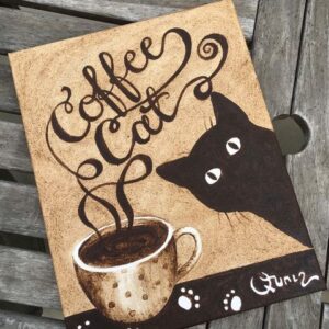 Original Armenian Coffee Painting - Coffee Cat II - 11" x 14"
