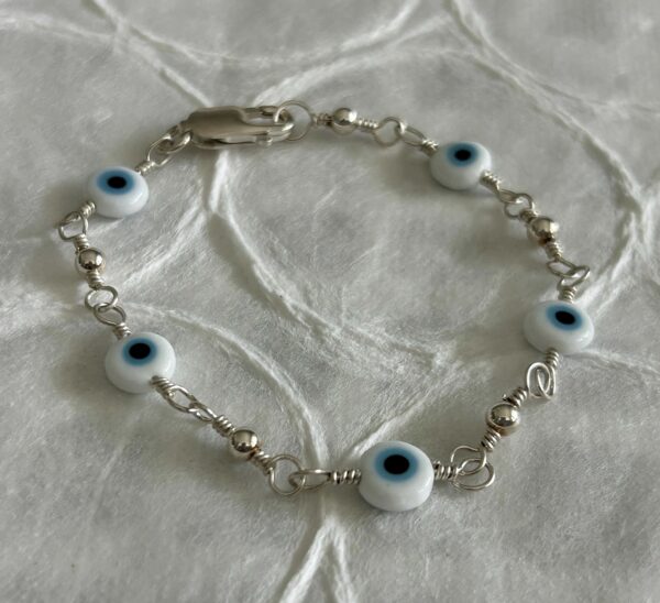 Sterling Silver Blue Eye Bracelet - White - Image 3