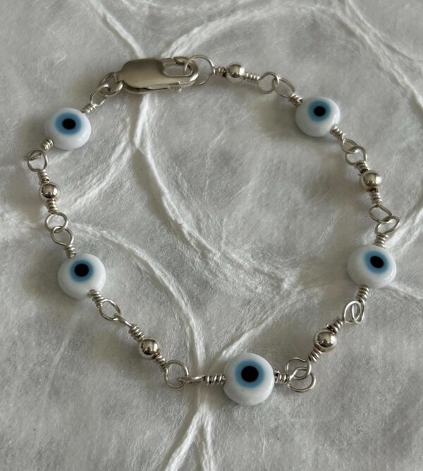 Sterling Silver Blue Eye Bracelet - White - Image 4