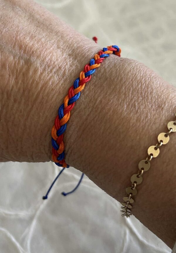 Braided Armenian Flag Bracelet - Adjustable closure - Image 2