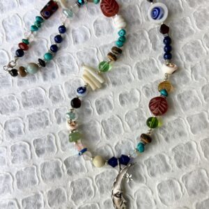 Sterling Silver Crescent Moon Beaded Pendant