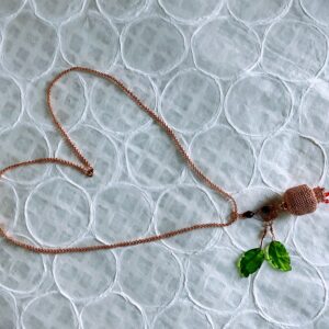 Alternative view of Golden beaded pomegranate necklace with beaded chain