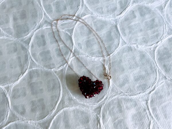 Beaded Dimensional Swarovski Heart Pendant on Sterling Chain - Image 2