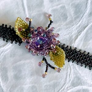 Small Size beaded “corsage” with Rivoli crystal