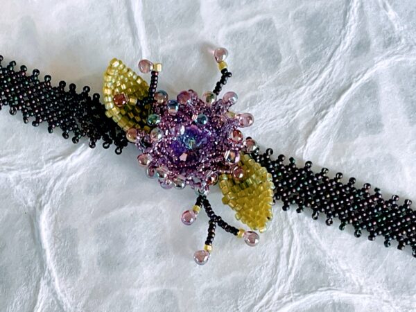 Small Size beaded “corsage” with Rivoli crystal