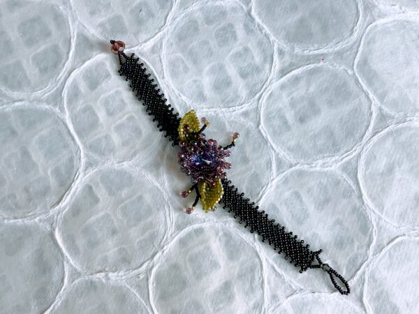 Small Size beaded “corsage” with Rivoli crystal - Image 3