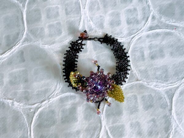 Small Size beaded “corsage” with Rivoli crystal - Image 4