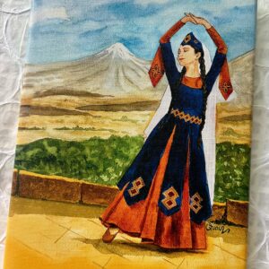 "Naz Bar" Armenian Dancer - 9" x 12" print on canvas - Image 4
